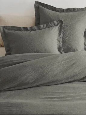 Pottery Barn Washed Linen Duvet Cover Set - Gray